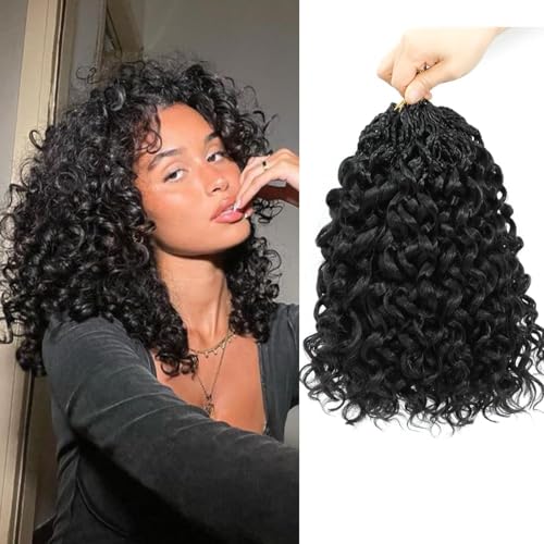 Pre looped Gogo Curl Crochet Hair 12 Inch 8 Packs Pre twisted Short Curly Crochet Hair for Black Women Ocean Wave Crochet Hair Water Wave Deep Wave Crochet Braiding Hair (12 inch 8 packs 1B)