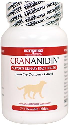 Nutramax Laboratories Crananidin Cranberry Extract Urinary Tract Health Supplement for Dogs, 75 Chewable Tablets
