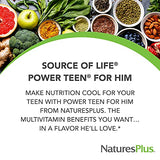 Natures Plus Power Teen for Him - 60 Chewable Tablets, Wild Berry - High-Potency Teenage Multivitamin - Sugar Free, Vegetarian, Gluten Free - 30 Servings