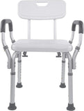 Vaunn Shower Chair Bath Seat with Padded Arms, Removable Back and Adjustable Legs for Bathtub Safety and Supports Weight up to 350 lbs