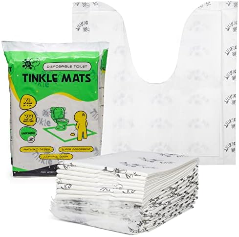 Tinkle Mat Disposable Toilet Commode Mat – Super Absorbent, Deodorizing Toilet Mats for Bathroom U Shaped – Great for Kid Potty Training, Incontinence & More – 24 x 24 Inches, 20 Pack, Unscented