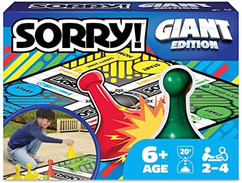Giant Sorry Classic Family Board Game Indoor Outdoor Retro Party Activity Summer Toy with Oversized Gameboard, for Adults and Kids Ages 6 and up