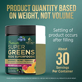 Super Greens Powder Smoothie Mix - Super Green Blend Supports Energy & Gut Health with Spirulina, Wheat Grass, Chlorella, Vegetables, Digestive Enzymes & Antioxidants - Vegan Superfood - 30 Serving