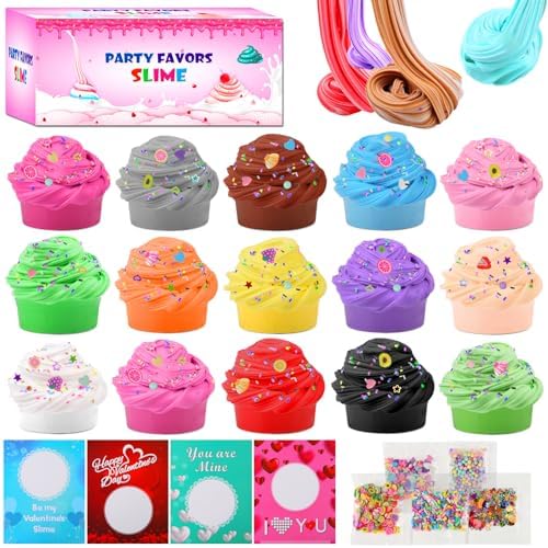 Valentines Day Gifts for Kids, Valentines Cards with 28 Pcs Butter Slime Valentines Party Favors Classroom School Exchange Gift for Boys Girls Adults Super Soft Stress Relief Toys