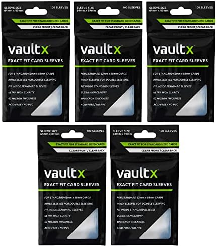 Vault X Exact Fit Trading Card Sleeves - High Clarity Perfect Fit Inner Sleeves to Protect and Preserve Board Game, Collectible and Trading Card Games (500 Pack)