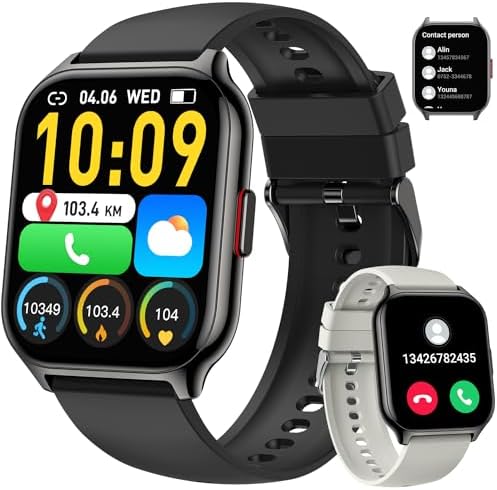 Smart Watch for Men Women Fitness: (Make/Answer Call) Bluetooth Smartwatch for Android Phones iPhone Outdoor Waterproof Digital Sport Running Watches Health Tracker Heart Rate Monitor Step Counter