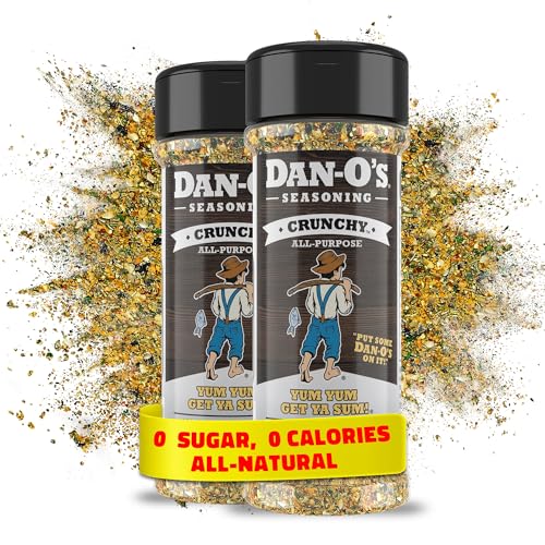 Dan-O's Crunchy™ Seasoning - Chicken, Fish, Eggs, Veggies, and Snacks - Savory Everything Bagel Flavor, All-Purpose, All-natural, Sugar Free, 0 Calorie Seasoning - Online Exclusive (2.5 oz) 2 Pack