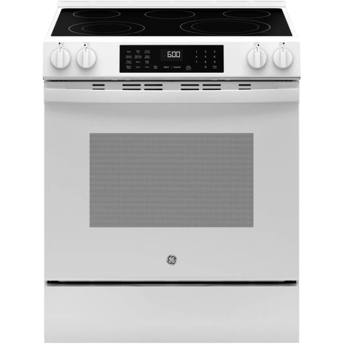 GE GRS600AVWW 30″ Slide-In Electric Convection Range – No-Preheat Air Fry, 5 Heating Elements, Smoothtop Cooktop, White
