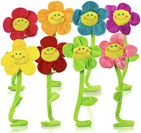 TPlay Flower Plush Kids Toy: Bendable Stem Stuffed Sunflower - Soft Bendy Felt Bouquet Set Age 2-4