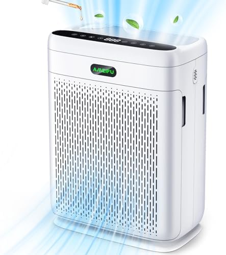 Air Purifiers for Home Large Room Up to 2200 Sq Ft, H13 Hepa Double-Sided Air Filter Purifier with PM 2.5 Display Air Quality Sensor, Air Cleaner for Bedroom, Dust, Pets, Smoke, Pollon