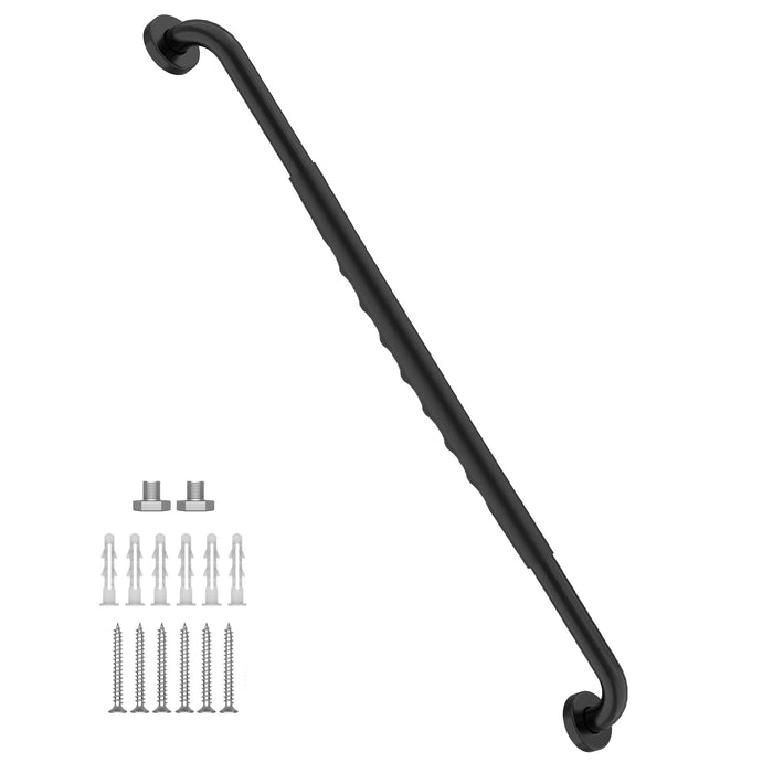 36 Inch Shower Grab Bar w/Anti Slip Rubber Grip, Munzong Black Stainless Steel Bathroom Grab Bar, Bathroom Balance Bar,Safety Handrail Support,Handicap Injury Elderly Senior Assist Bath Handle