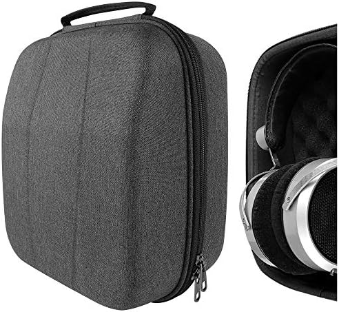 Geekria Shield Case for Large-Sized Over-Ear Headphones, Replacement Hard Shell Travel Carrying Bag with Cable Storage, Compatible with HiFiMAN HE 6se, HE 1000 Headsets (Dark Grey)
