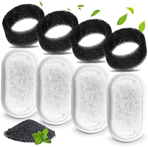 Cat Water Fountain Filters, Compatible with Stainless Steel Pet Fountain 8 Filters with 8 Sponges Replacement Filters for Cat Fountain (4 Filters& 4 Sponges)