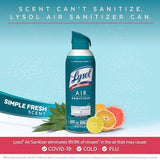 Lysol Air Sanitizer Spray, For Air Sanitization and Odor Elimination, Simple Fresh Scent, 10 Fl. Oz (Pack of 3)