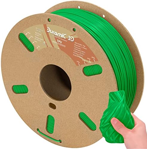 DURAMIC 3D TPU Filament 1.75mm Green, TPU Flexible Filament 95A, Soft TPU 3D Printing Filament, 1kg Spool, Dimensional Accuracy +/- 0.05mm, Green 1 Pack