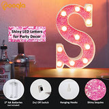 Pooqla LED Marquee Letter Lights, Light Up Pink Letters Glitter Alphabet Letter Sign Battery Powered for Night Light Birthday Party Wedding Girls Gifts Home Bar Christmas Decoration, Pink Letter O