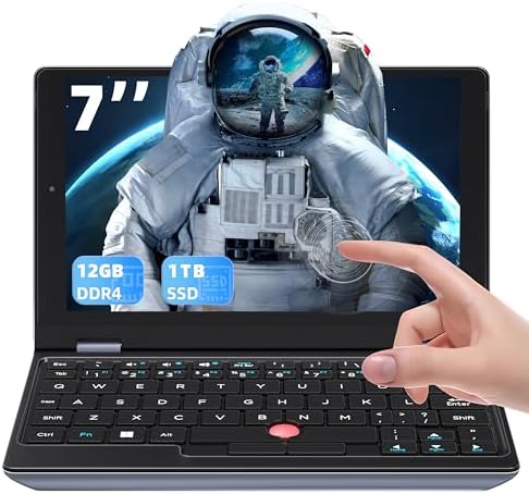 All Metal 7'' HD Touchscreen Ultra-Light Mini Laptop: Celeron J4105 12GB RAM,960GB SSD, Win 11 Pro/MS Office 2019, WiFi, USB3.0, Mini HDMI, Webcam, TF Card - for Business and Students (12G+960GB)