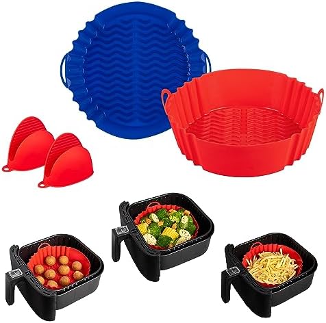 Silicone Air Fryer Liners for Ninja Air Fryer AF101 4QT, AF161/AF150 5.5, For Gourmia, Power XL, COSORI, Instant Pot, Fabuletta, Phillipe Air Fryer 4QT and 3-6 QT Airfryer, Better than Paper Liners
