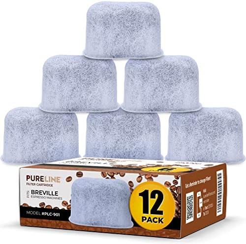 12-Pack Breville Water Filter BWF100 Replacement by Pureline, Compatible with Breville Espresso Machine