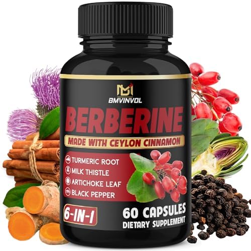 Berberine with Ceylon Cinnamon, Turmeric, Milk Thistle, Artichoke, Black Pepper - 60 Count - Pack of 1