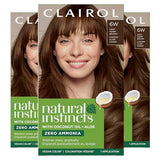 Clairol Natural Instincts Demi-Permanent Hair Dye, 6W Light Warm Brown Hair Color, Pack of 3