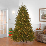 National Tree Company Pre-Lit Artificial Full Christmas Tree, Green, Dunhill Fir, White Lights, Includes Stand, 7.5 Feet