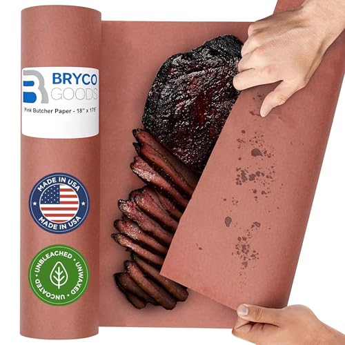Pink Butcher Paper Roll 18"x175' (2100 Inch) - Food-Grade Peach Butcher Paper for Smoker, BBQ, Grilling, Smoking Meat - USA Made - Unbleached, Uncoated and Unwaxed