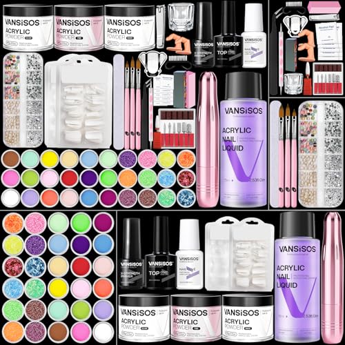 Acrylic Nail Kit for Beginners with Everything: Professional Nail Kit Acrylic Set with Drill and Acrylic Nail Powder Liquid Set Nail Decoration Supplies Manicure DIY Salon Women Christmas Gift