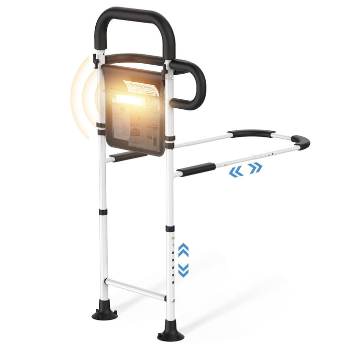 FamiHealth Bed Rails for Elderly Adults Safety, Height Width Adjustable Bed Assist Rail with Motion Sensor Light Storage Bag Side Rails for Seniors Grab Bar Bed Handrails
