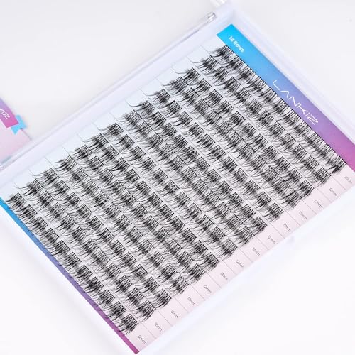 LANKIZ DIY Eyelash Extensions,Individual Lash Extensions Clusters,154 Clusters, Soft and Lightweight 12mm Only Mix Resuale Wide Band Cluster Lashes for Home use (Natural C curl)