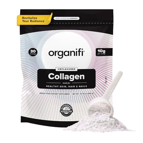 Organifi Collagen Powder - Fuller Hair, Stronger Nails, and Radiant Skin - Replenish and Rebuild Your Body - Gluten-Free, Dairy-Free, and Soy-Free Hydrolyzed Multi Collagen Peptides, 30 Servings