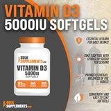 BulkSupplements.com Vitamin D3 5000IU Softgels - Cholecalciferol, D3 Supplement, Vitamin D 5000 IU - 1 Vitamin D3 Softgel (125mcg of Vitamin D) per Serving, 365 Count (Pack of 1)