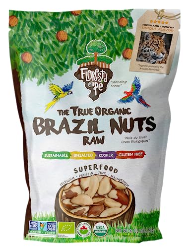 Floresta em Pé The True Organic Premium Brazil Nuts (32oz - 2lbs) Raw & Unsalted | KOSHER | Non-Gmo | Certified Organic | Fresh | Vegan | Gluten Free | Keto and Paleo Friendly | Sustainably Harvested