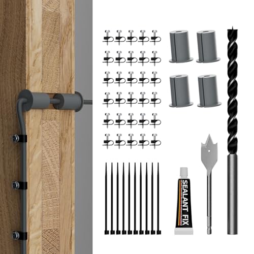 Starlink Cable Routing Kit for Gen 2 Gen 3 Starlink Cable Grommets Wall Pass Through Tool Kit + Starlink Gen 3 Router Mount, 2 in 1 Wall Mount for Starlink Standard Router and Power Supply