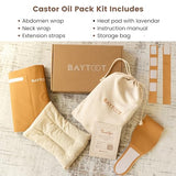 Castor Oil Packs for Liver Detox & Menstrual Cramps- 100% Oil Leak-Free - One Size Fits All - Soft Castor Oil Pack Wrap Organic Cotton - Kit Includes Castor Oil Compress, a Neck wrap & Heating Pad.
