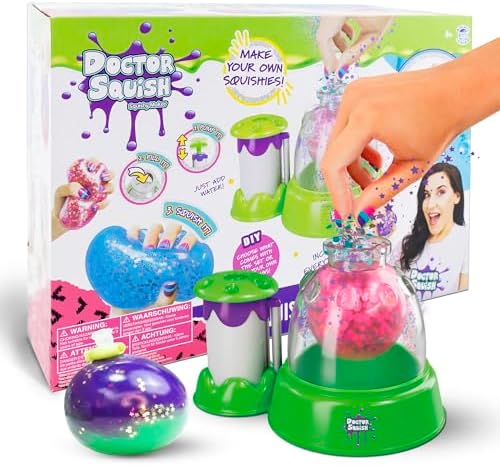 Doctor Squish: Squishy Maker, New Shiny Glitter Station Maker, Decorate with Confetti, Sparkles & Colored Ink, Variety of Sizes, Just Add Water to Make Your Own Slime, For Ages 8 & up