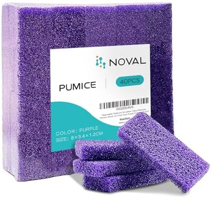 NOVAL Pumice Stone for Feet Scrubber Dead Skin Disposable Foot Pumice Foot Callus Remover Pedicure Tools Purple Pumice Sponge Nail Salon Home Use,40 PCS