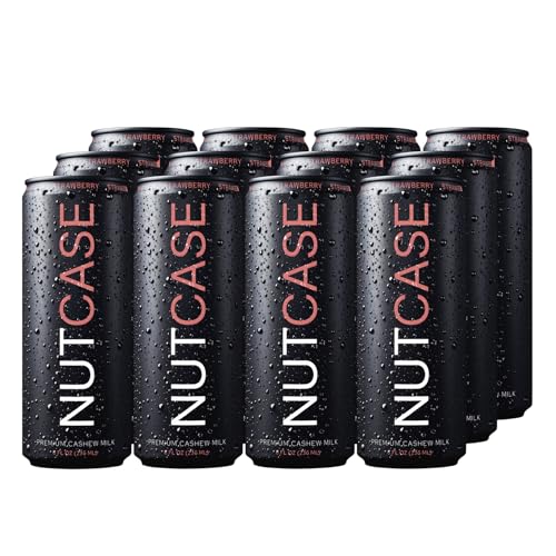 Nutcase Premium Cashew Milk | Better-for-you | No Sugar Added | 5g Protein | Plant Based | Healthy | Dairy Free | 12 x 8oz (12 Pack, Strawberry)