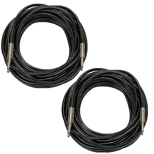 Professional 100 Feet 12 Gauge 1/4" to 1/4" TS Speaker Cables - 12AWG 100ft DJ/PA Speaker Cords Amp Audio Wires - 2 Pack