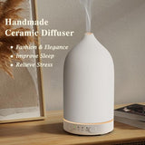 Diffuserlove Ceramic Diffuser 160ML Essential Oil Diffusers Aromatherapy Essential Oil Diffuser for Room Air Diffuser for Home Bedroom Stone Diffuser White (Size:6.8" H x 3.6" W)