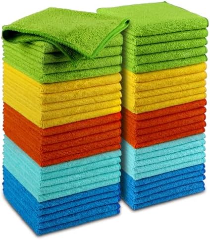 AIDEA Microfiber Cleaning Cloths, 50PK, Microfiber Towels for Cars, Premium All Purpose Car Cloth, Dusting Cloth Cleaning Rags, Absorbent Microfiber Cloth for SUVs, House, Kitchen, Window, 12"×12"