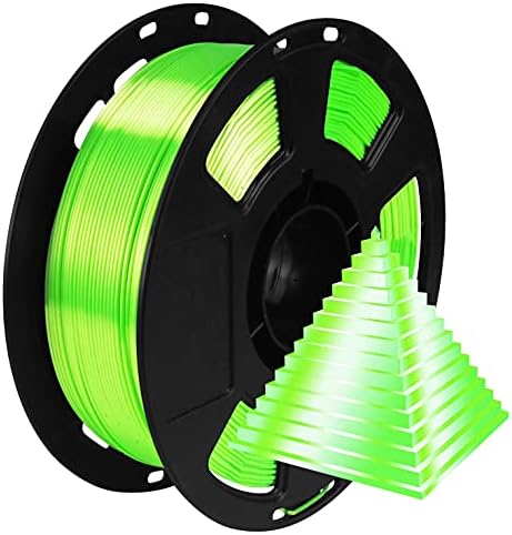Shiny Silk Bright Lime Green PLA 3D Printing Material, 1kg 2.2lbs 1.75mm 3D Plastic Material, Widely Support for FDM 3D Printer, Easy to Print with Extra Sample by BBLIFE