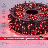 JMEXSUSS 500 LED Red Halloween Lights Outdoor, 173ft Halloween String Lights Plug in, Waterproof 8 Modes Red Christmas Lights for Tree Party Xmas Halloween Decorations