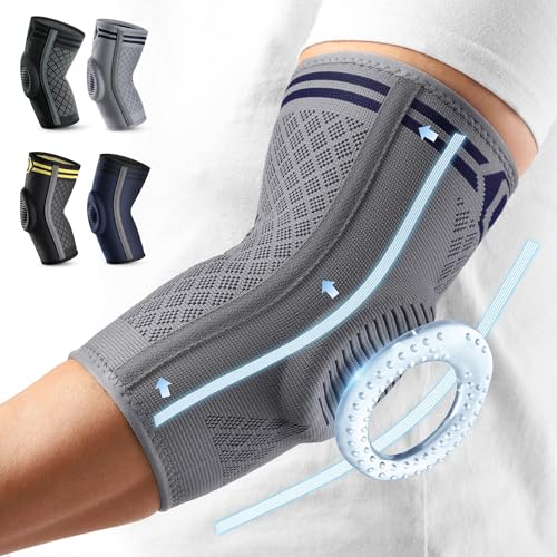CAMBIVO 1 Pair Elbow Brace for Tendonitis and Tennis Elbow with Gel Pad and Dual Stabilizers, Arm Sleeves for Women & Men, Elbow Compression Sleeve for Golfer's Elbow, Weightlifting