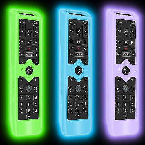 3Pcs Protective Case Skin for Xfinity Remote Control,Silicone Case Skin Sleeve for XFinity Comcast XR15 Voice Remote,[Thicken Layer]Shockproof Remote Battery Back Covers-Glowblue+Glowgreen+Glowpurple