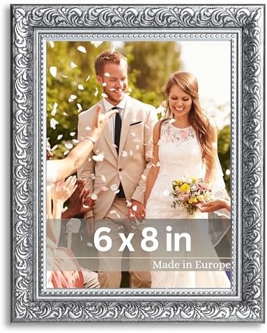 VictoR 6x8 Picture Frame Rubens Black Silver - Picture Frames 6x8 - with Shutterproof Acrylic Glass - Antique - Black 6 by 8