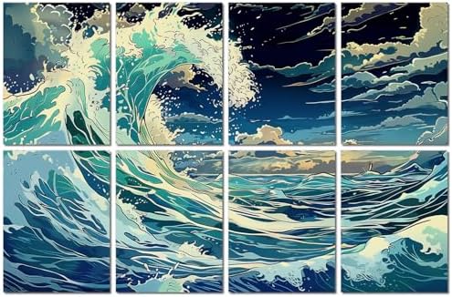 FurnoFlexArt Acoustic Panels Tiles Decorative Room Sound Proof Foam Absorbing Panels Noise Dampening Canceling Reducing Blocker for Walls (Dawn Wave, 48 * 32 in)