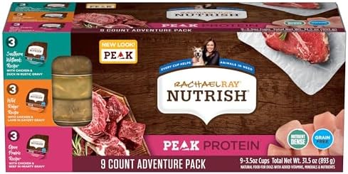 Rachael Ray Nutrish Peak Natural Wet Dog Food with Added Vitamins, Minerals & Other Nutrients, Adventure Pack Variety, 3.5 Ounce Tub (Pack of 18), Grain Free, High Protein