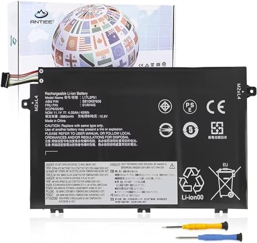 ANTIEE 01AV445 L17L3P51 Battery Compatible with Lenovo ThinkPad E480 E490 E485 E495 E580 E585 E590 E595 E14 E15 Series SB10K97606 SB10K97608 01AV447 01AV448 L17C3P51 L17M3P52 SB10K97609 11.1V 45Wh