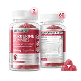 VEETAGYO Berberine Supplement Gummies 1500mg,AMPK Activators with Chromium,Cinnamon,Plays a Role in The Breakdown of Glukose,The Synthesis of ATP,Faster Metabolism, Vegan,Sugar Free,120 Count